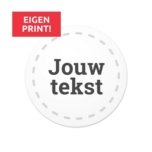 EIGEN ONTWERP FULL COLOR labels &Oslash; 4 cm. Dikte 0,4 mm.